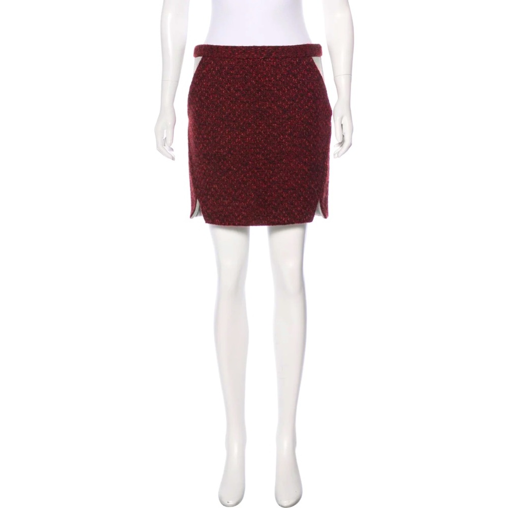 REBECCA MINKOFF Wool-Blend Red Boucle Mini Skirt w/ Notched Sides Size: M | US 6